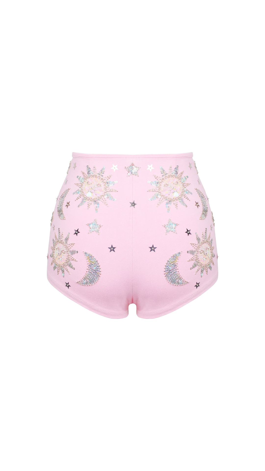 STELLA SEQUIN SPARKLE HOT PANT SHORTS - ROSA/SILVER