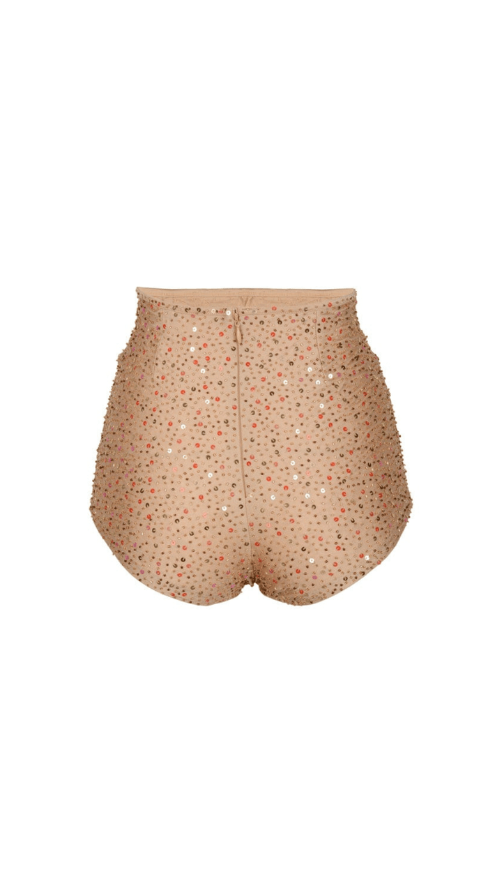 AMETHYST BEADED SPARKLE SHORTS - GOLD - Her Pony