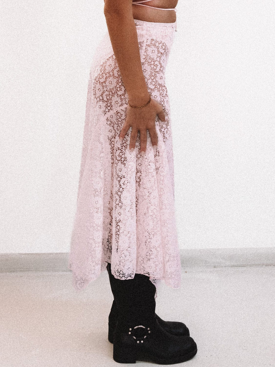 AURORA MIDI SKIRT - PINK LACE - Her Pony