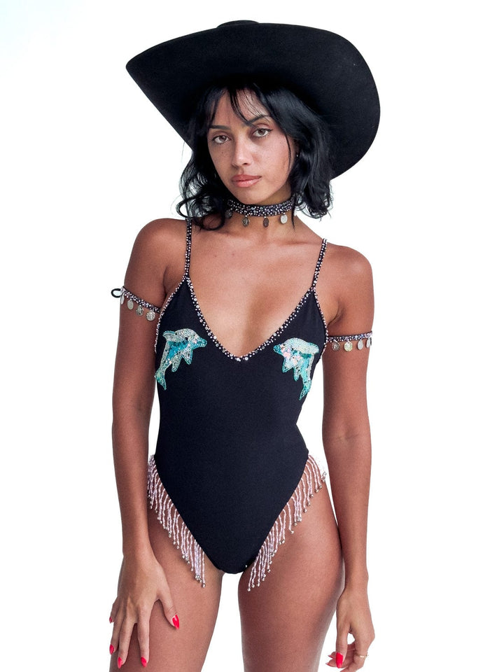 MADE TO ORDER / LUMERIA DOLPHIN BODYSUIT - BLACK - Her Pony