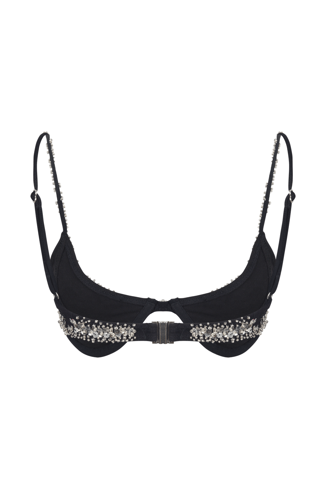 MADE TO ORDER / MERCURY SILVER SPARKLE BRA - BLACK/SILVER - Her Pony