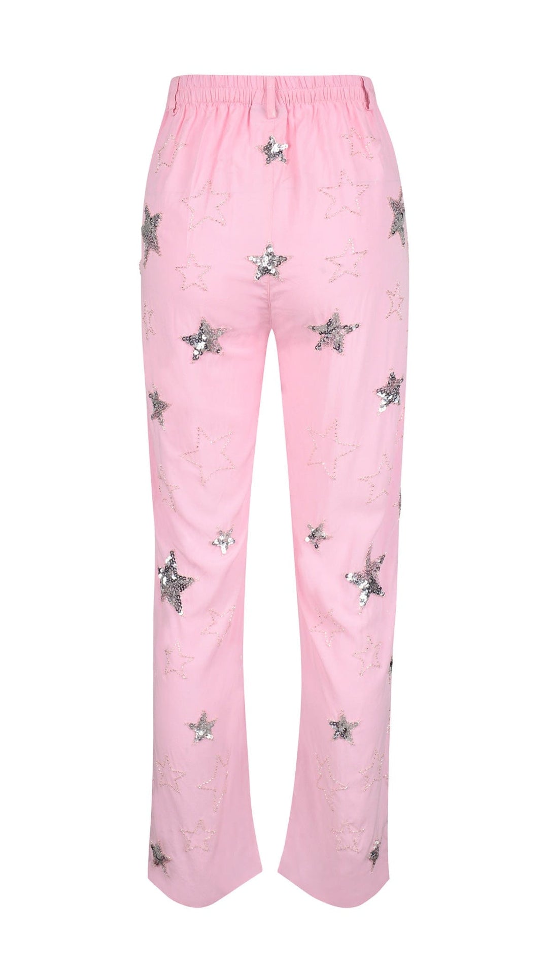 MADE TO ORDER / PHOENIX SEQUIN STAR UNISEX PANTS - PINK/SILVER - Her Pony