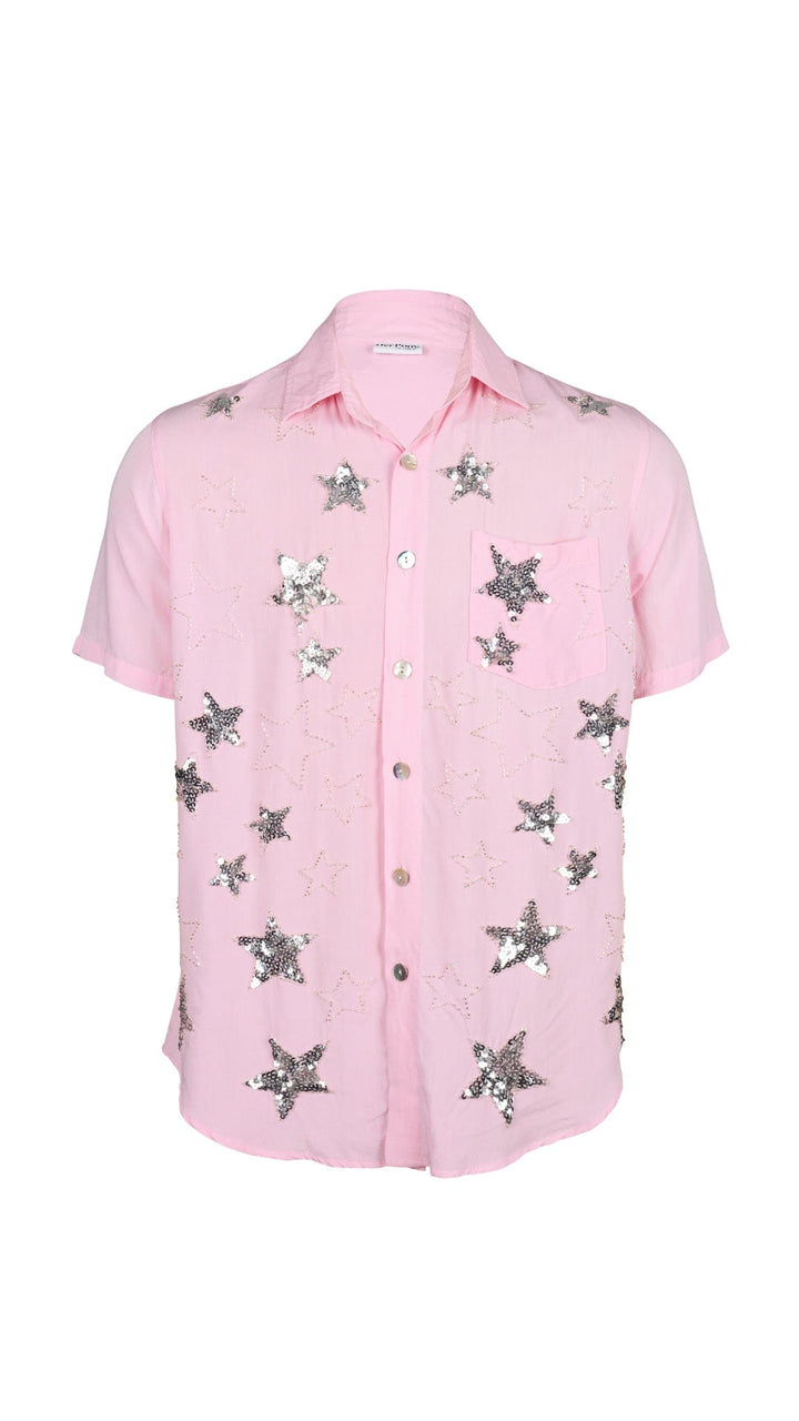 MADE TO ORDER / PHOENIX SPARKLE STAR MENS SHIRT - PINK/SILVER - Her Pony