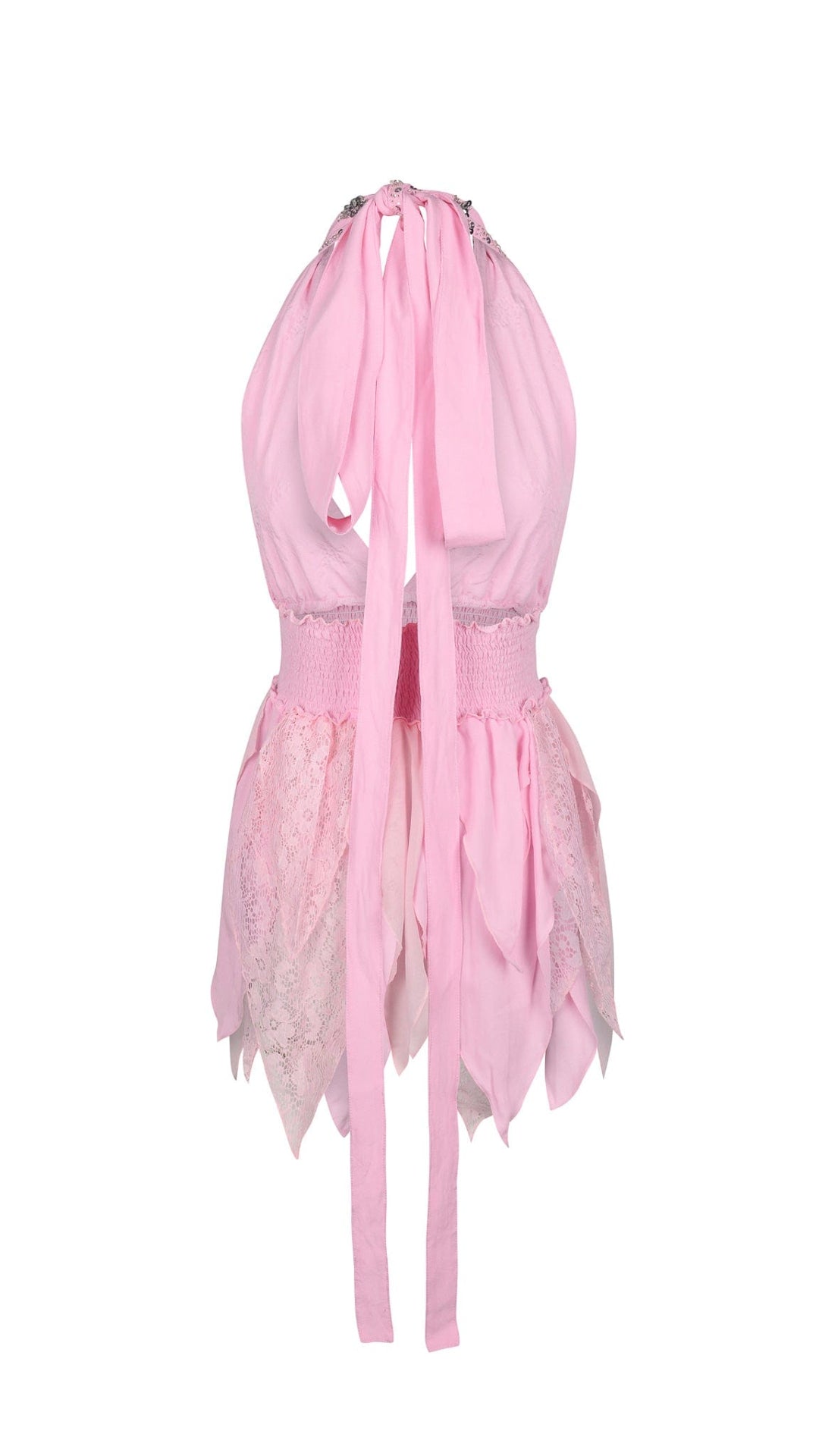 MADE TO ORDER / PHOENIX SPARKLE STAR PIXIE MINI DRESS - PINK/SILVER - Her Pony