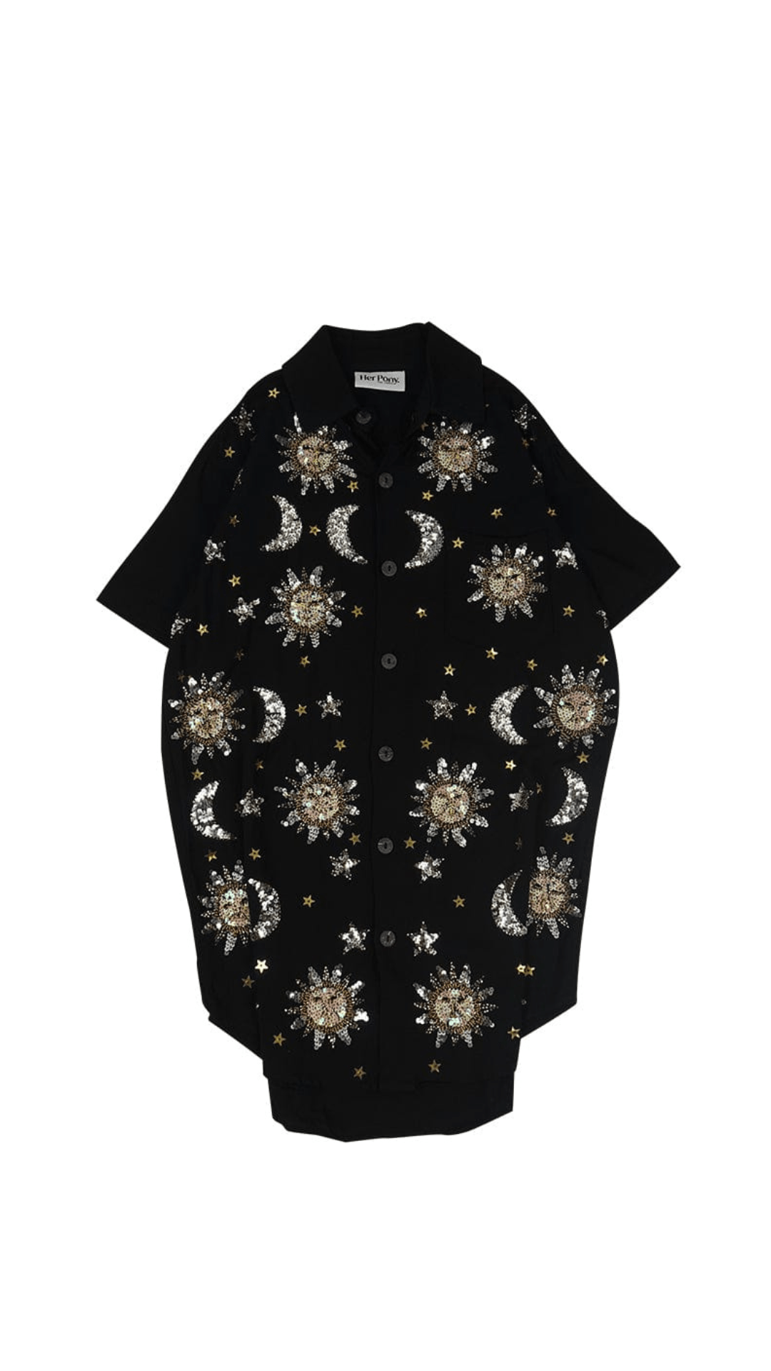 MADE TO ORDER / STELLA SEQUIN SPARKLE SHIRT / UNISEX - BLACK/GOLD - Her Pony