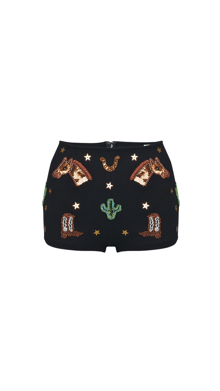 MADE TO ORDER / YEE-HAW WESTERN SPARKLE MINI SHORTS - Her Pony