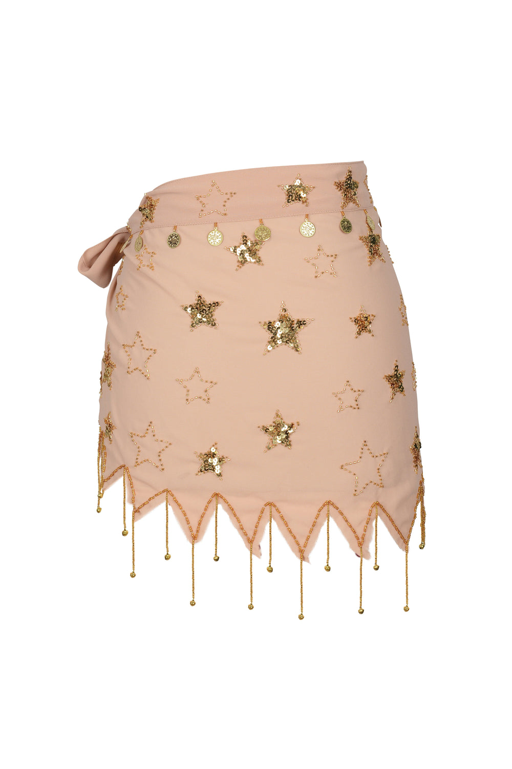 PEONY BEADED PIXIE TIE SKIRT - TAN/GOLD - Her Pony