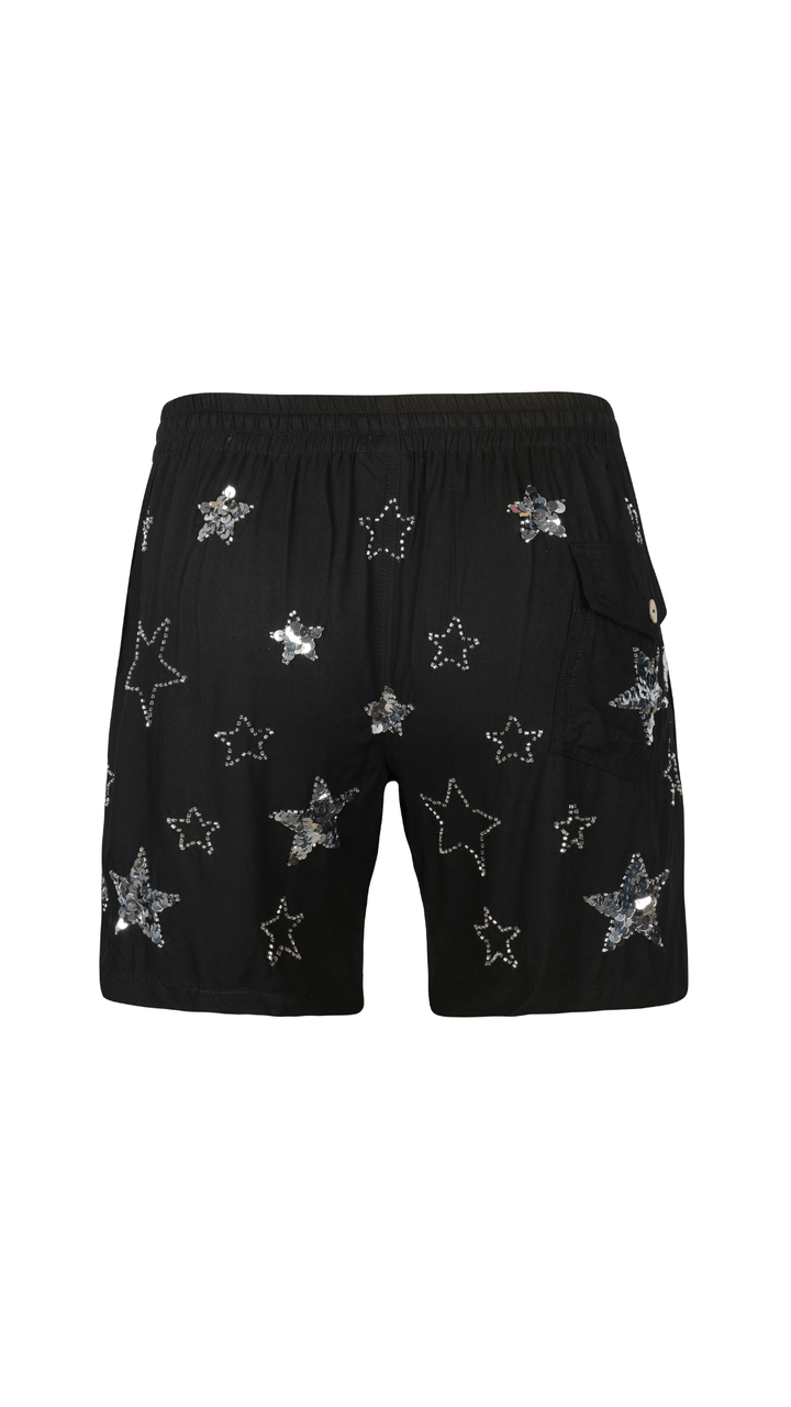 PHOENIX MENS SHORTS - BLACK/SILVER - Her Pony