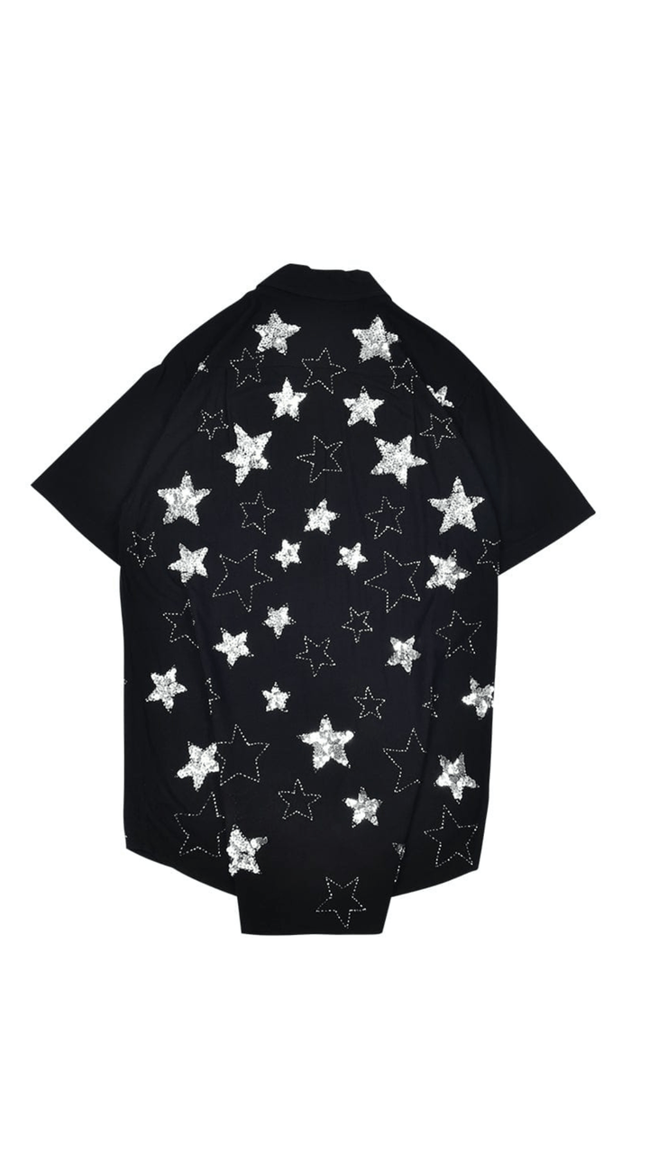 PHOENIX SEQUIN STAR MENS SHIRT - BLACK/SILVER - Her Pony