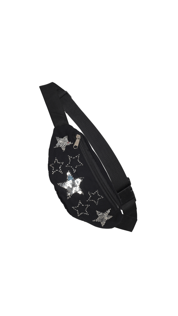 PHOENIX SPARKLE STAR BUMBAG - BLACK/SILVER - Her Pony