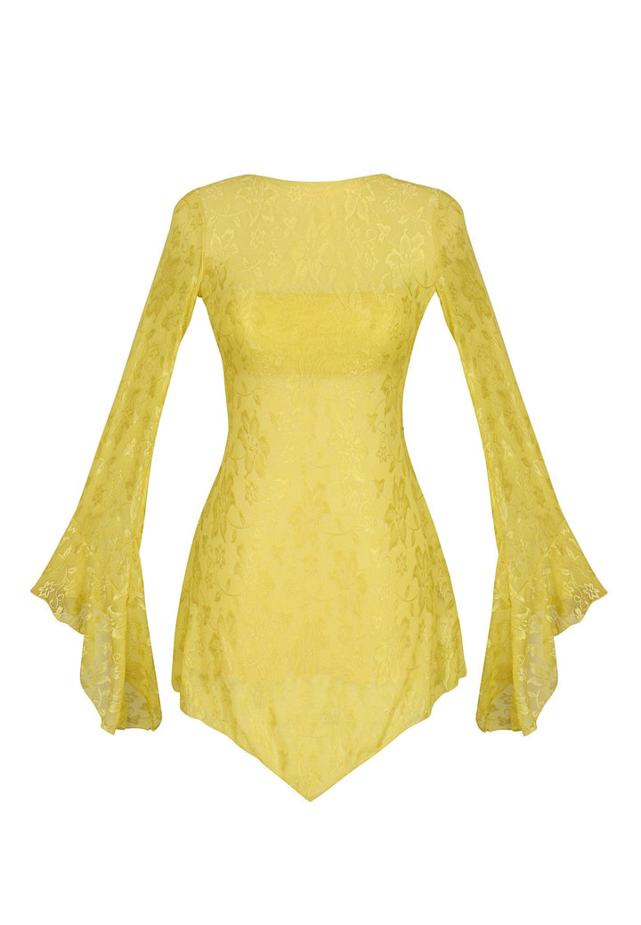 POSY BACKLESS PIXIE DRESS - YELLOW LACE - Her Pony