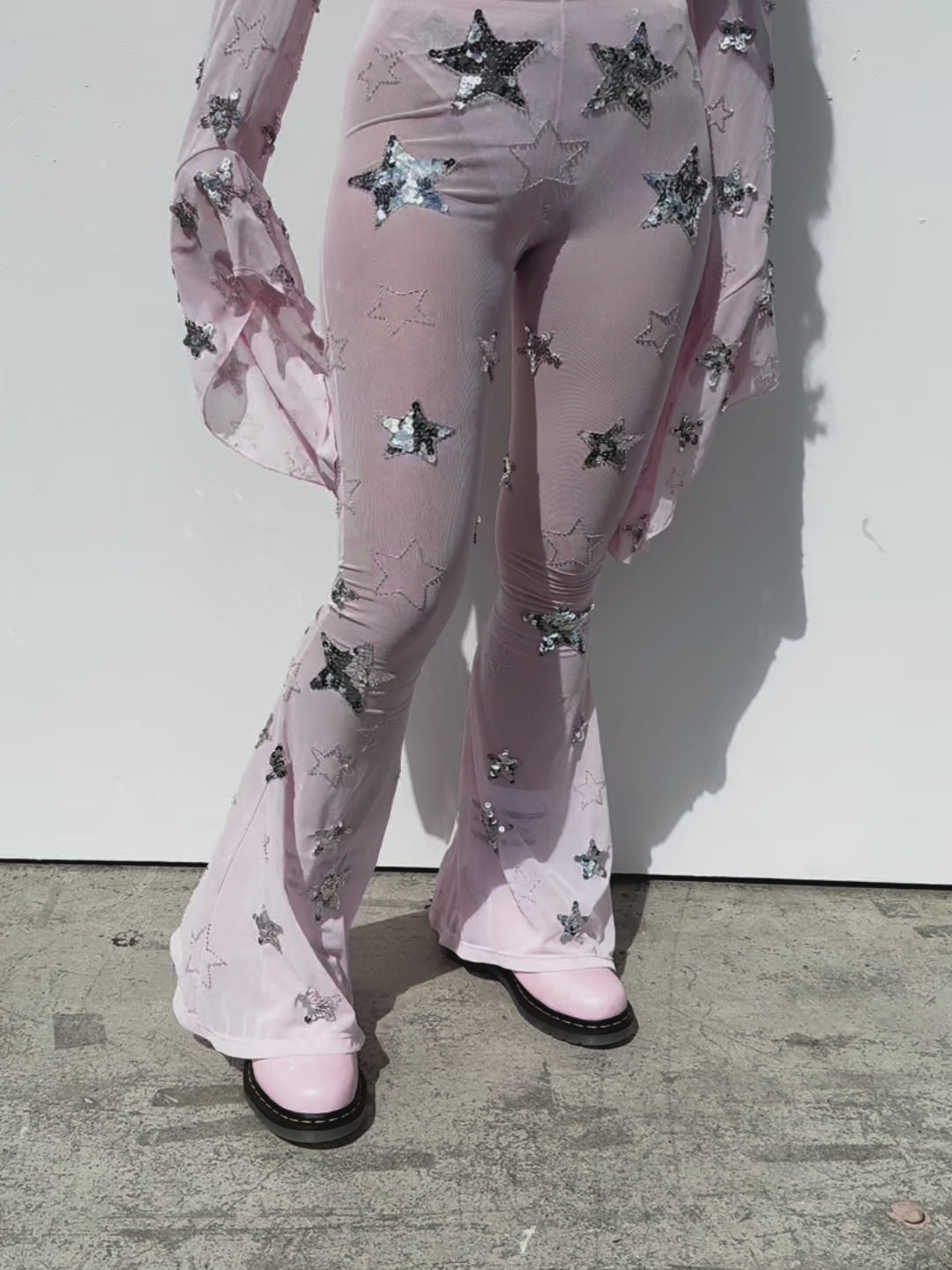 PHOENIX SUPERSTAR MESH FLARES - PINK/SILVER