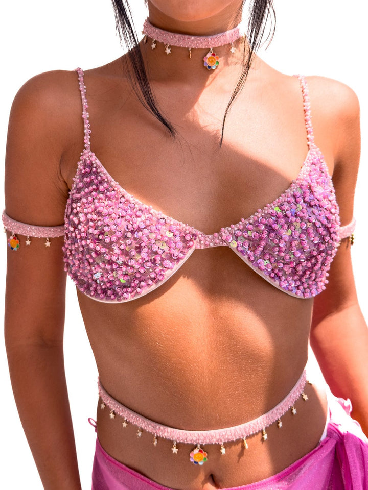 SAPPHIRA SPARKLE BRA - PINK - Her Pony