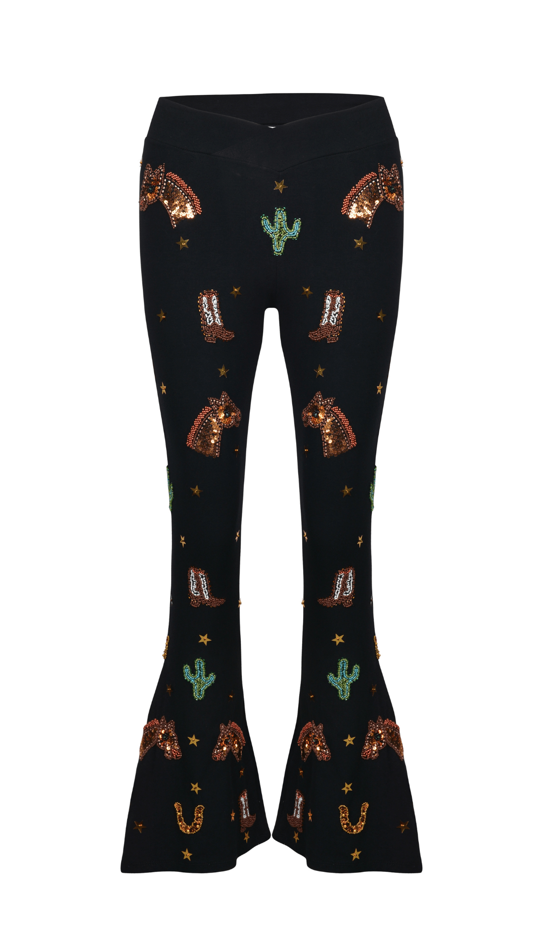 [size] MADE TO ORDER / YEE-HAW WESTERN SPARKLE HIGH WAIST FLARES - Made to Order