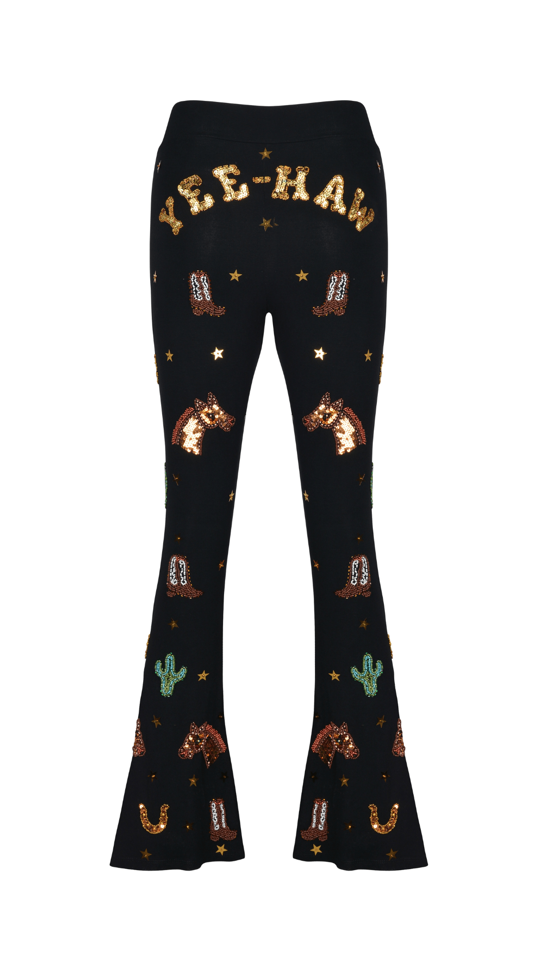 [size] MADE TO ORDER / YEE-HAW WESTERN SPARKLE HIGH WAIST FLARES - Made to Order