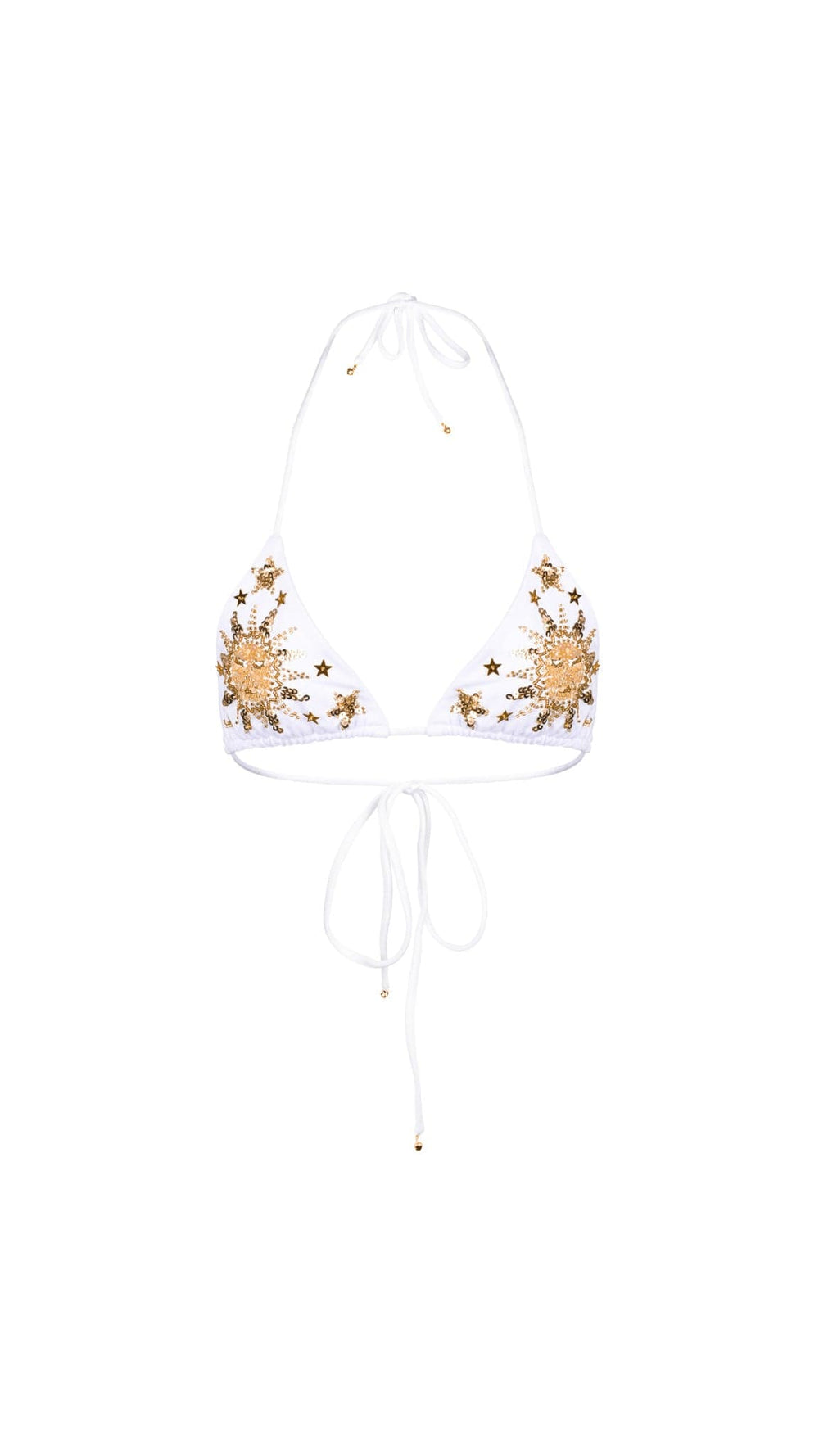 STELLA SEQUIN SPARKLE BIKINI TOP - WHITE/GOLD - Her Pony