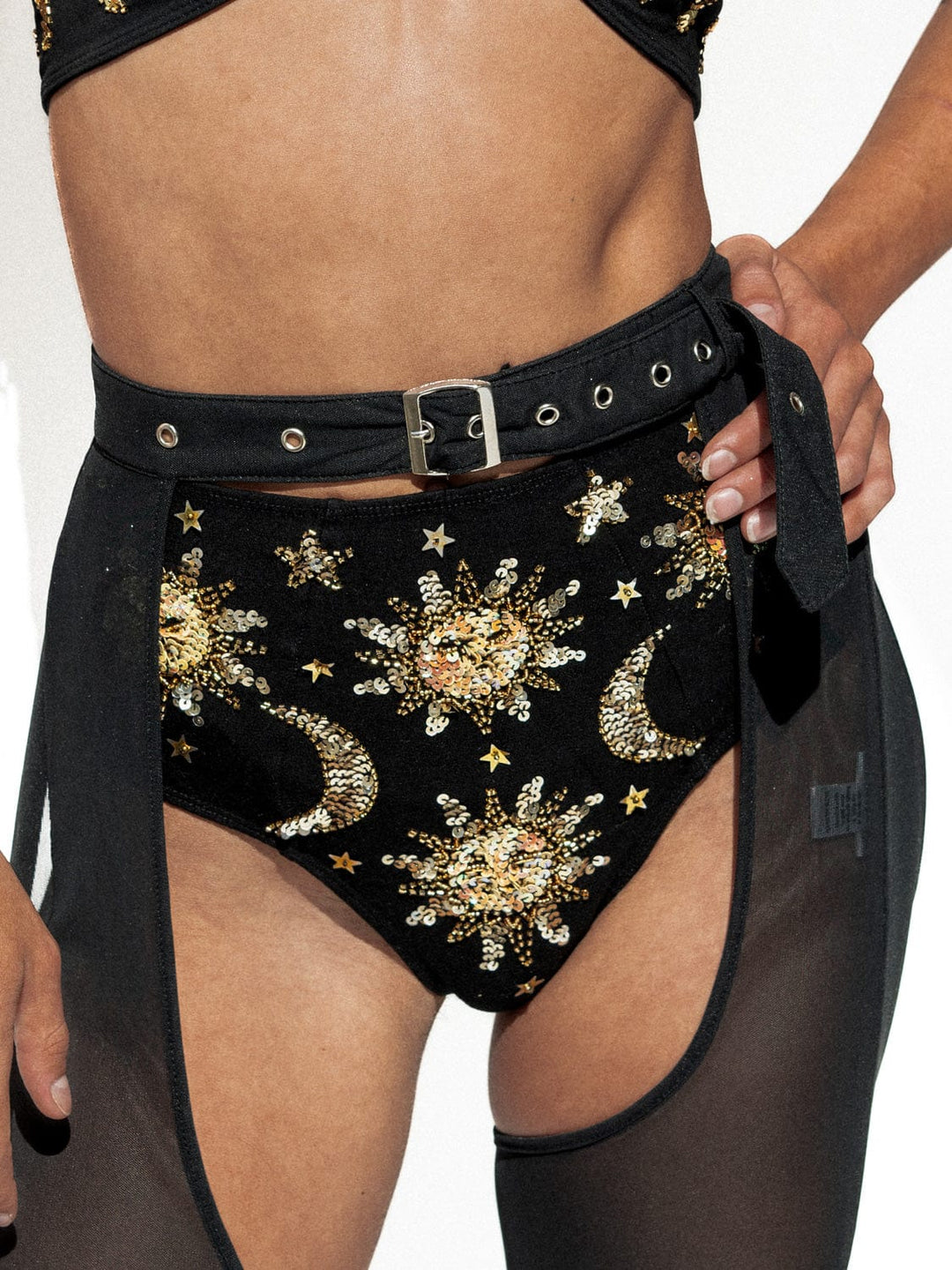 STELLA SEQUIN SPARKLE BLOOMERS - BLACK/GOLD - Her Pony