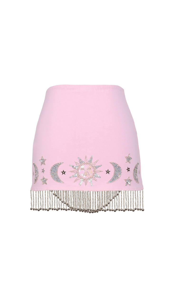 STELLA SEQUIN SPARKLE SHIMMY SKIRT - PINK/SILVER - Her Pony