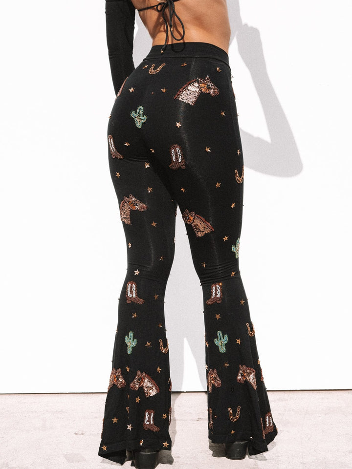 YEEHAW WESTERN SPARKLE HIGH WAIST FLARES - Made to Order