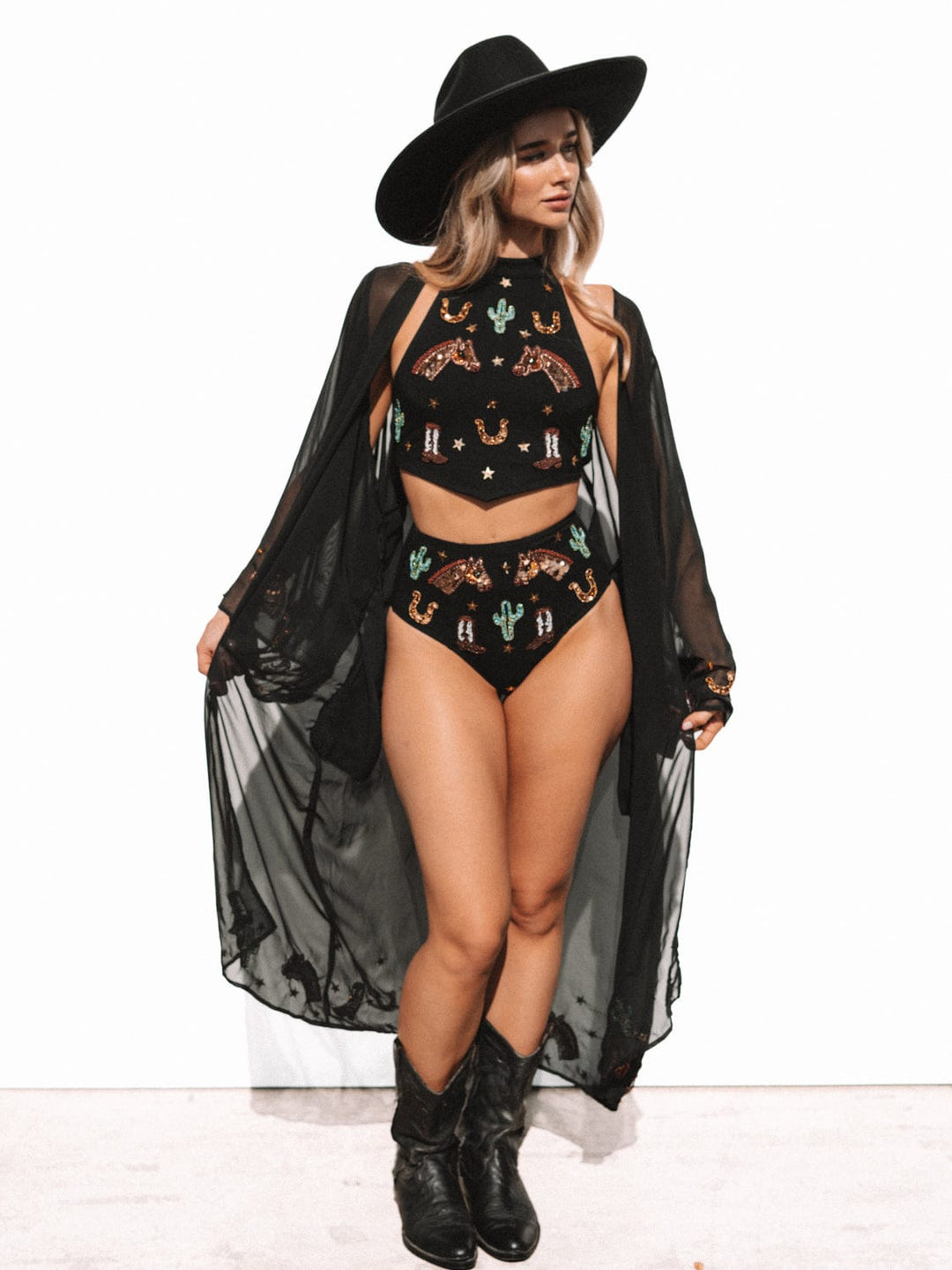 YEEHAW WESTERN SPARKLE KIMONO - LONG - Her Pony