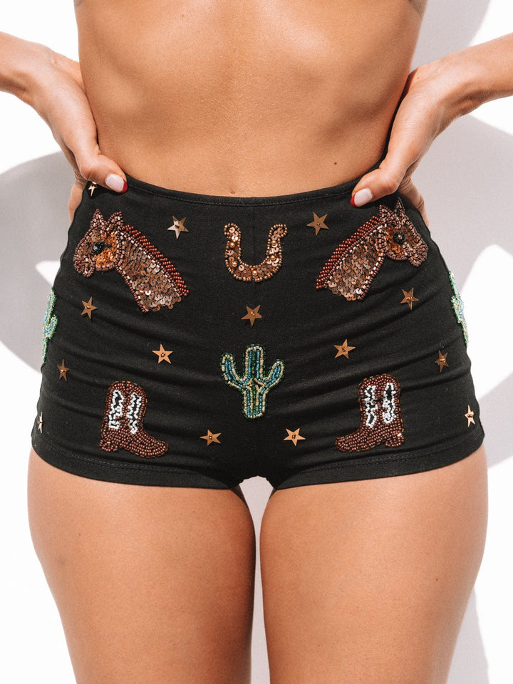 YEEHAW WESTERN SPARKLE MINI SHORTS - Her Pony